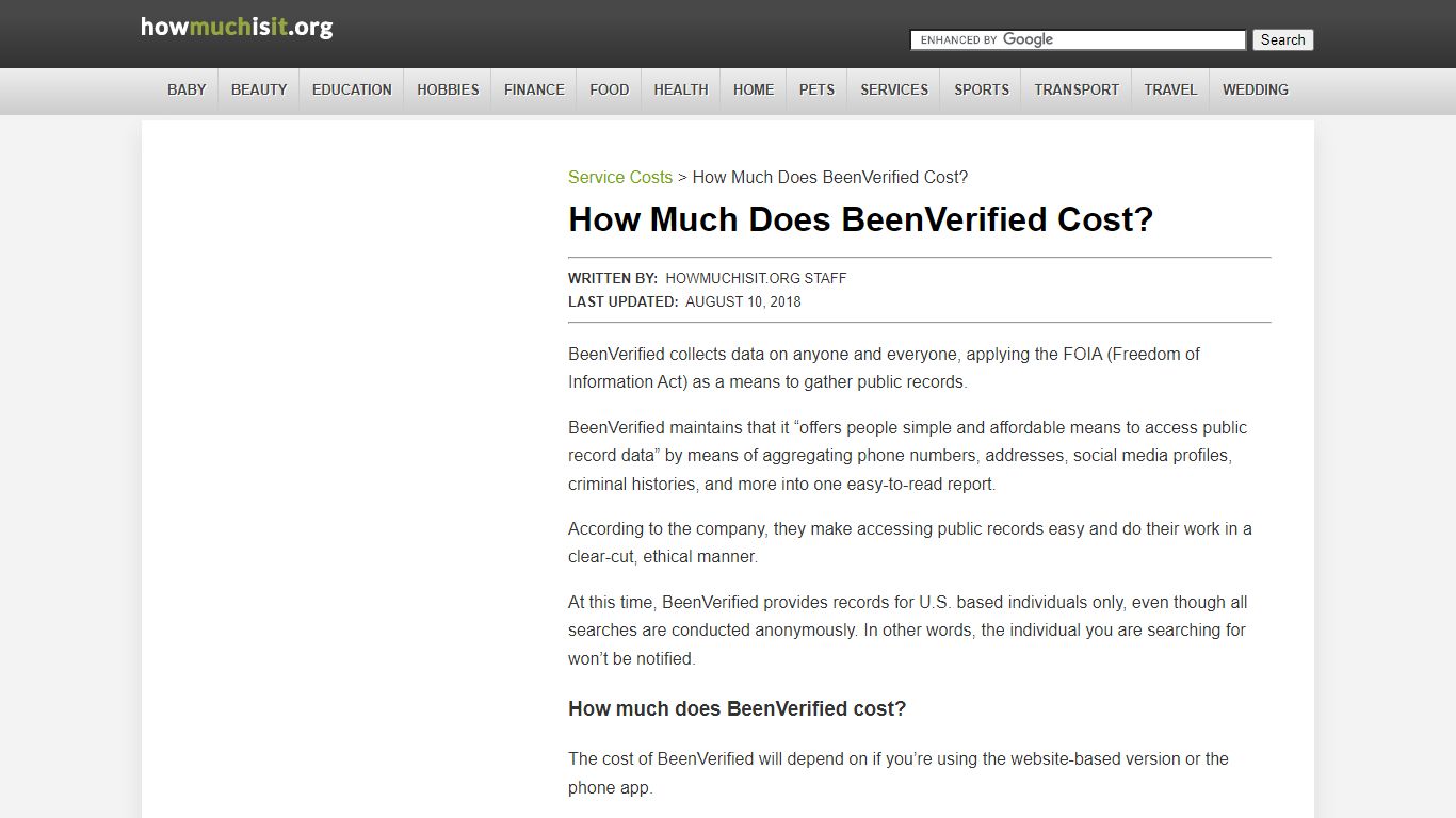 How Much Does BeenVerified Cost? | HowMuchIsIt.org