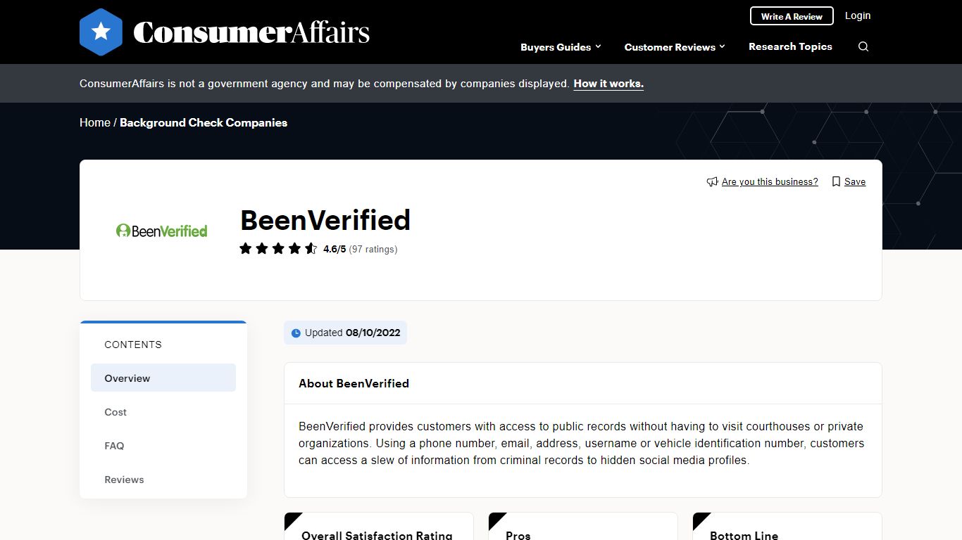 Top 100 BeenVerified Reviews - ConsumerAffairs